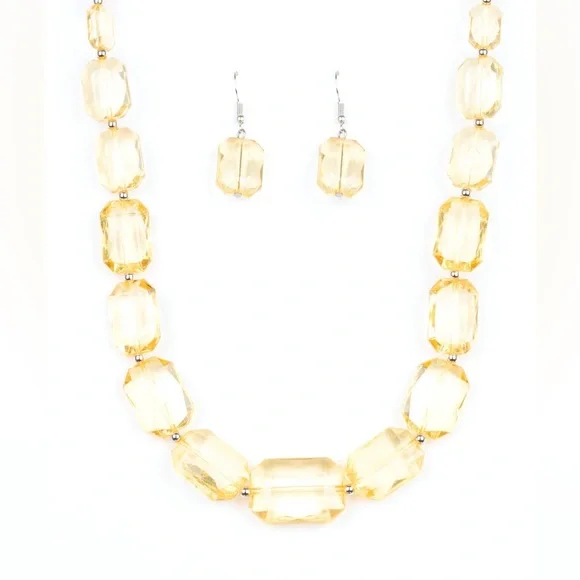 Yellow ICE necklace and earrings 107b - Picture 3 of 4